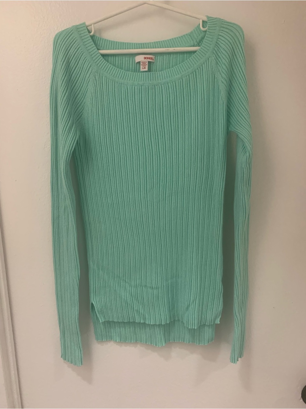 NEW BONGO Scoop Neck Ribbed Sweater in Mint, size L